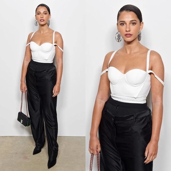 Burberry White Logo Hem Elastane Corset Top in White - Picture 4 of 16